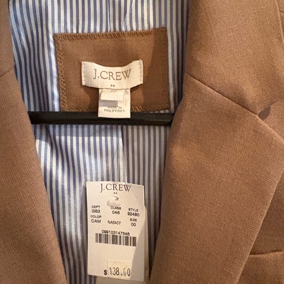 J. Crew Women's Wool-Blend, Lined, Camel Blazer, size 00 - Picture 2 of 9
